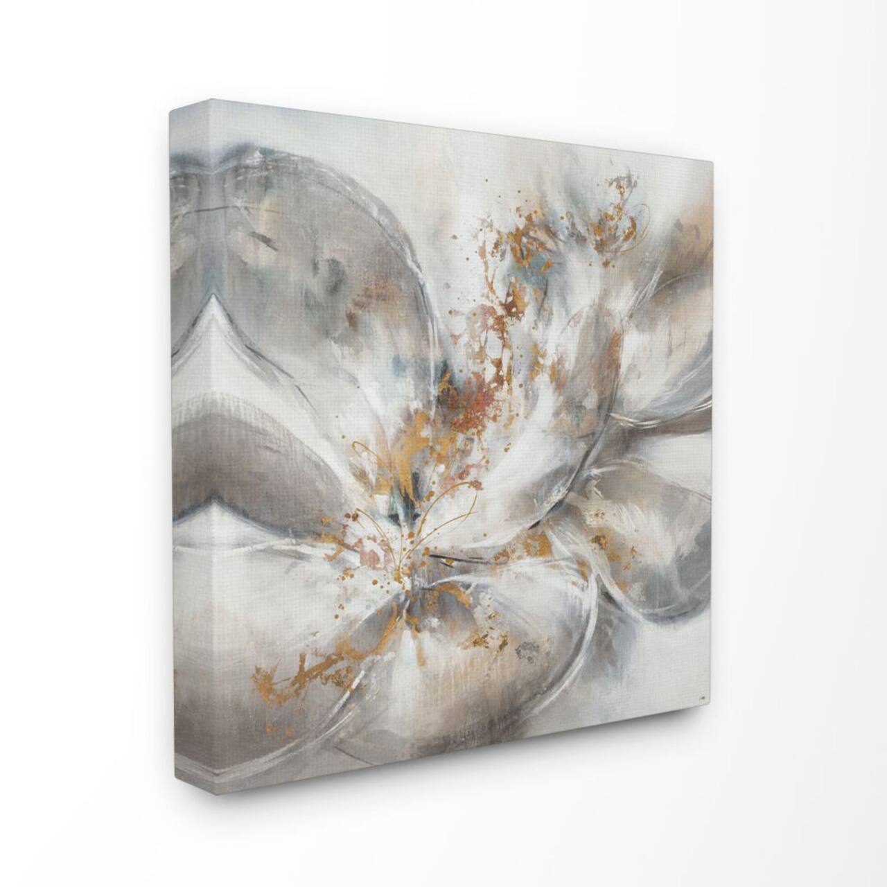 Stupell Industries Gray & Gold Abstract Flower Bloom Wall Accent